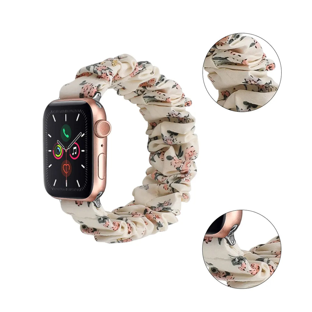 Hair Ring Creative strap For Apple Watch 38mm 40mm 41mm 42mm 44 45mm Elastic Fabric Watch band For iwatch Series 7 6 SE 5 4 3 2