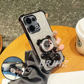 Capa transparente com suporte para urso fofo e resistente a impactos, com detalhes brilhantes, para Tecno Spark 40 Pro Plus, Spark 20, 20C, 10 Pro, 10C e 8C.