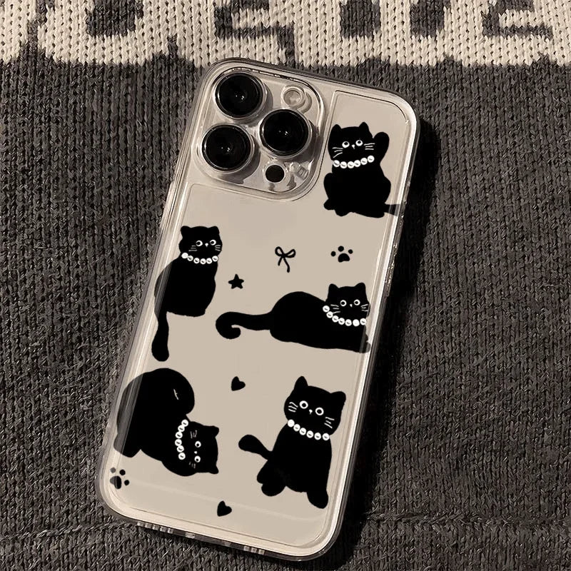 Capa para Samsung Galaxy A56 A55 A54 A35 A36 A26 A16 A15 A14 A34 A53 S25 S24 S23 Ultra Plus S20 S21 S24 FE com desenho fofo de gato