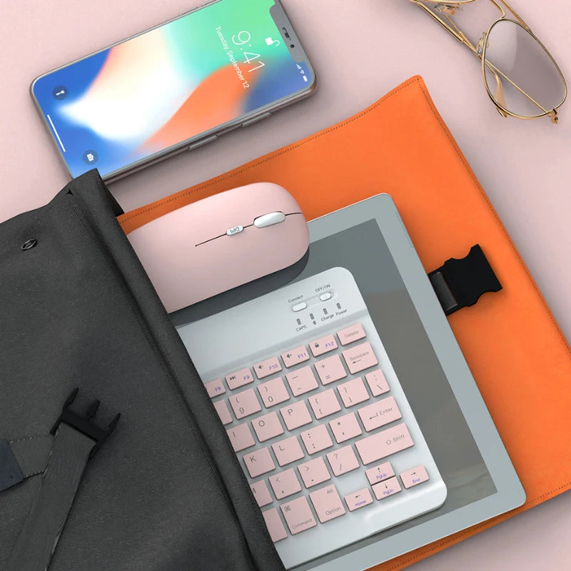 Teclado Bluetooth recarregável para tablet, celular e PC. Mini teclado sem fio portátil ultrafino de 10 polegadas para iPad e Xiaomi.