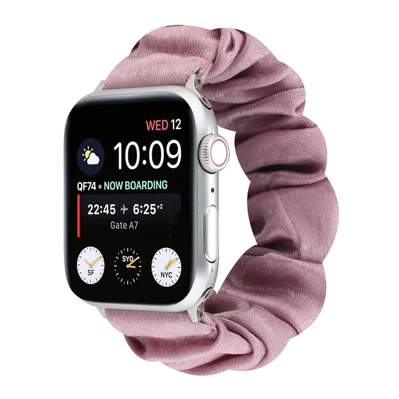Hair Ring Creative strap For Apple Watch 38mm 40mm 41mm 42mm 44 45mm Elastic Fabric Watch band For iwatch Series 7 6 SE 5 4 3 2