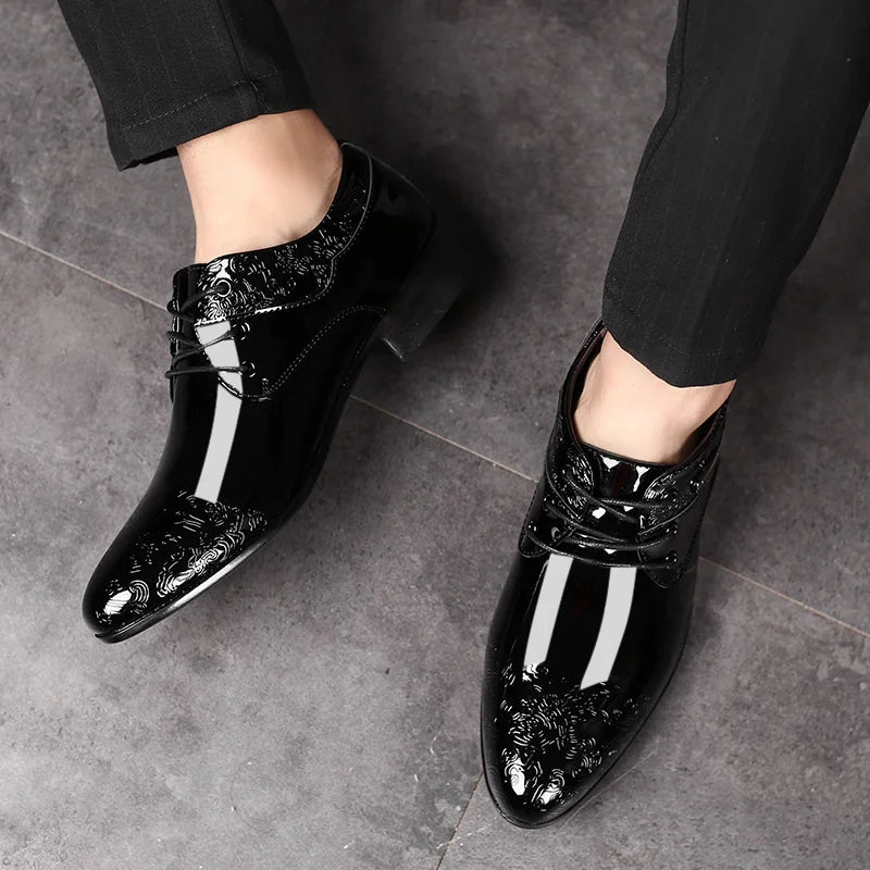Black Patent Leather Dress Shoes Man Oxfords Shoes Pointed Toe Casual Office Shoes For Men Formal Shoes sapato social masculino