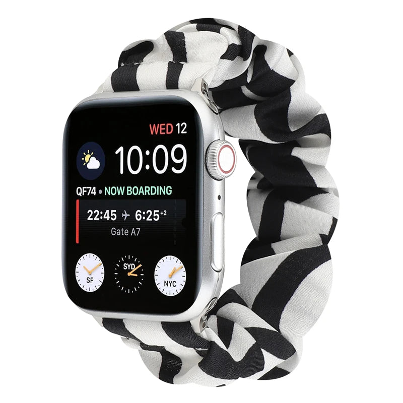 Hair Ring Creative strap For Apple Watch 38mm 40mm 41mm 42mm 44 45mm Elastic Fabric Watch band For iwatch Series 7 6 SE 5 4 3 2