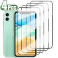 Kit com 4 películas protetoras de tela com cobertura total para iPhone 11, 12, 13, 14 Pro Max, em vidro temperado, compatíveis com iPhone 7, 8 Plus, X, XR, XS Max, SE, 20 e 22.