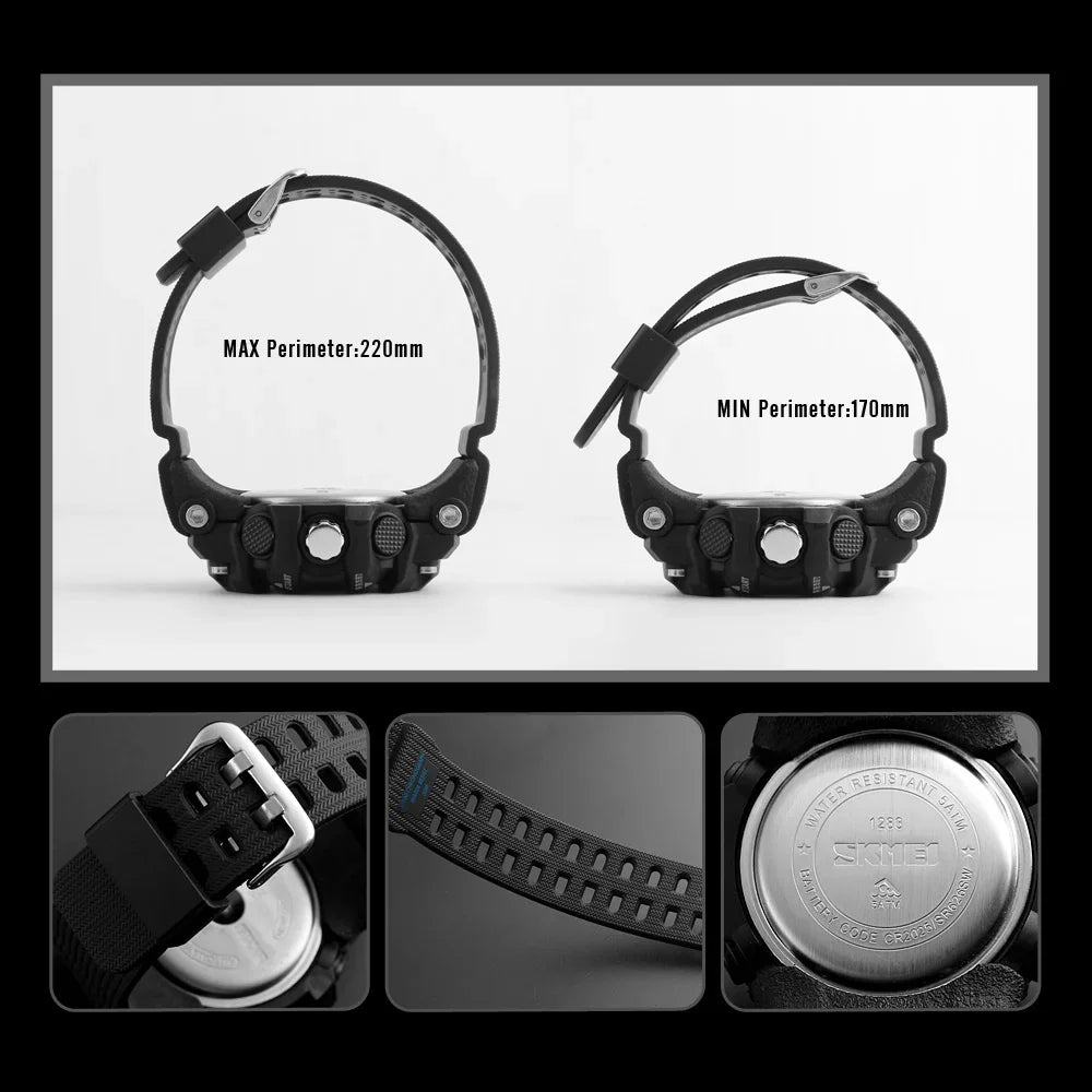 SKMEI 1283 Quartz Digital Watch Men Military Waterproof Sports Mens Watches Luxury Brand Reloj two Time Electronic Wristwatches