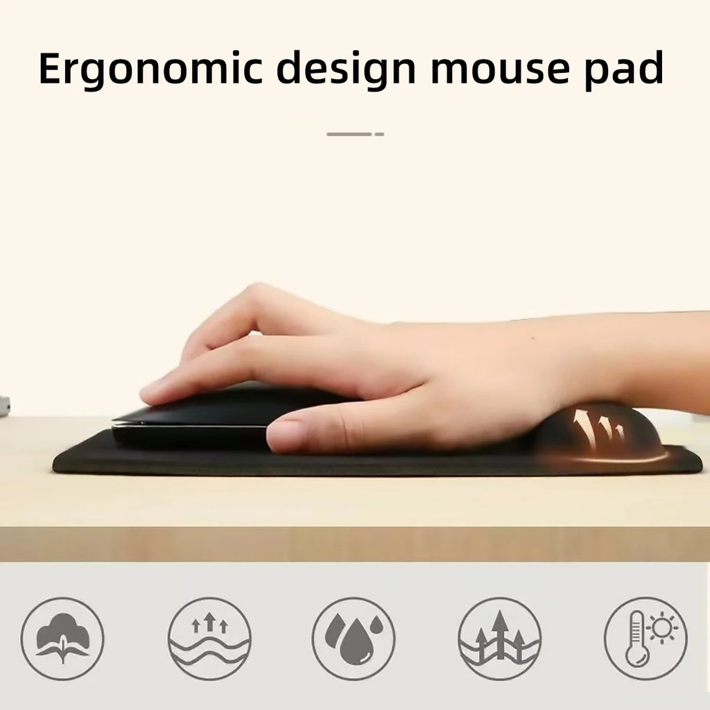 Mouse pad quadrado com apoio de pulso em EVA antiderrapante, macio e confortável para uso no escritório.