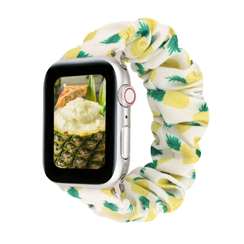 Hair Ring Creative strap For Apple Watch 38mm 40mm 41mm 42mm 44 45mm Elastic Fabric Watch band For iwatch Series 7 6 SE 5 4 3 2
