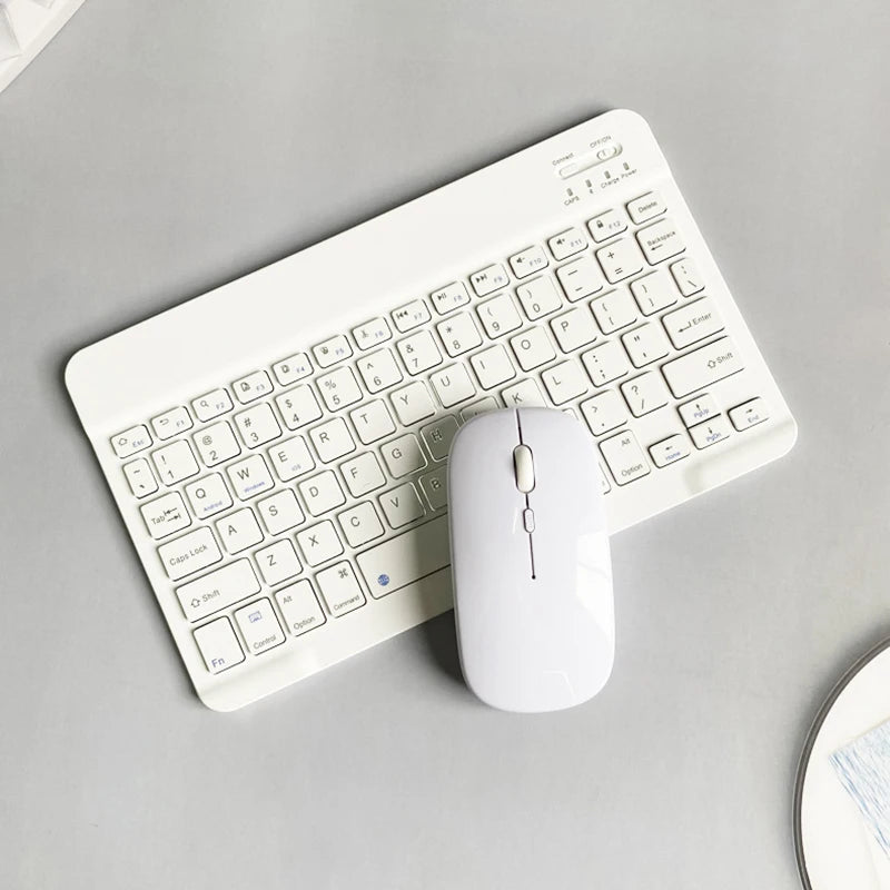 Teclado Bluetooth recarregável para tablet, celular e PC. Mini teclado sem fio portátil ultrafino de 10 polegadas para iPad e Xiaomi.