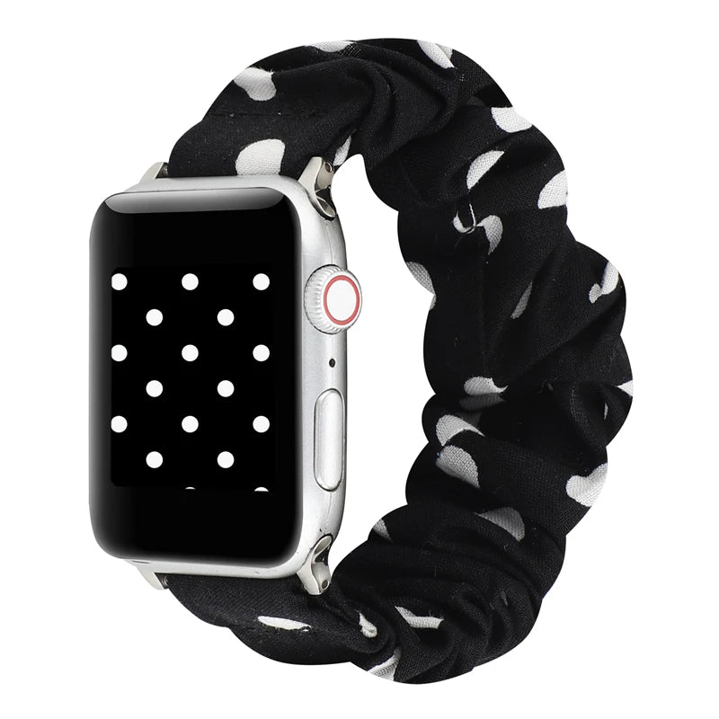 Hair Ring Creative strap For Apple Watch 38mm 40mm 41mm 42mm 44 45mm Elastic Fabric Watch band For iwatch Series 7 6 SE 5 4 3 2
