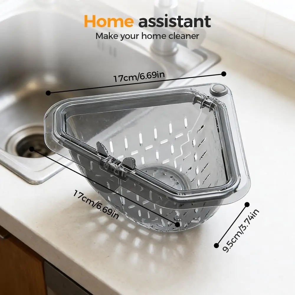 Kitchen Sink Drain Basket Fine Mesh Drain Rack Magnetic Drainage Basket Plastic Kitchen Corner Sink Strainer For Small Kitchens