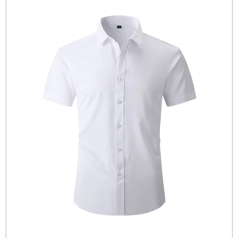 Men's Cotton Plaid Shirts Short Sleeves Soft Regular Fit Formal Dress Shirt Men Social Blouse Tops Summer Business Male Clothes