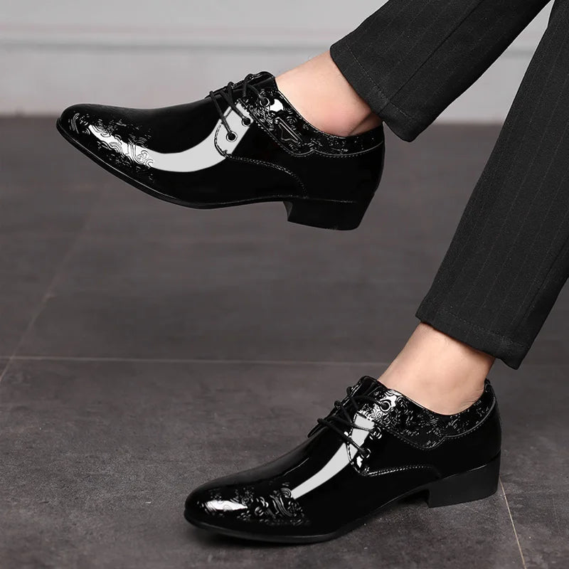 Black Patent Leather Dress Shoes Man Oxfords Shoes Pointed Toe Casual Office Shoes For Men Formal Shoes sapato social masculino