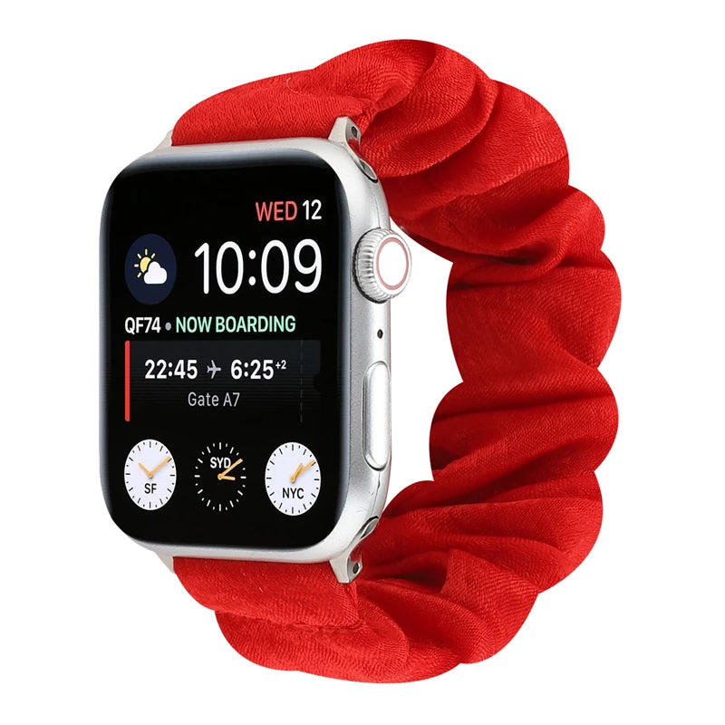Hair Ring Creative strap For Apple Watch 38mm 40mm 41mm 42mm 44 45mm Elastic Fabric Watch band For iwatch Series 7 6 SE 5 4 3 2