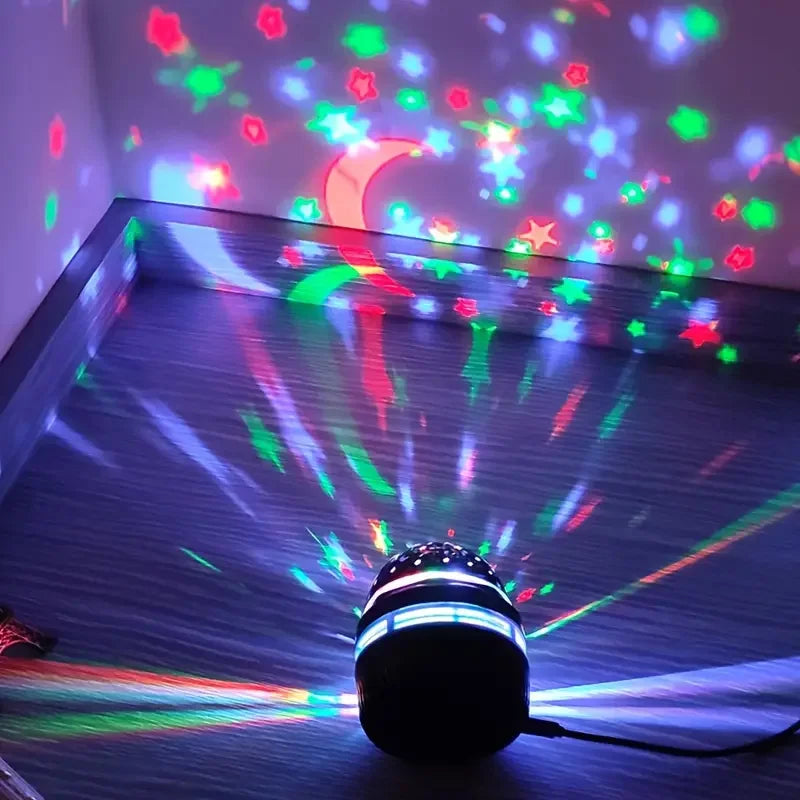 Projetor de céu estrelado LED colorido, bola mágica de luz galáctica, lua e estrelas, luz noturna, lâmpada de ambiente para quarto, decoração de casa