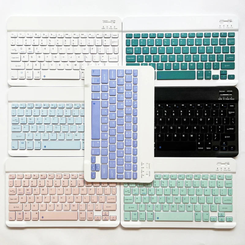 Teclado Bluetooth recarregável para tablet, celular e PC. Mini teclado sem fio portátil ultrafino de 10 polegadas para iPad e Xiaomi.