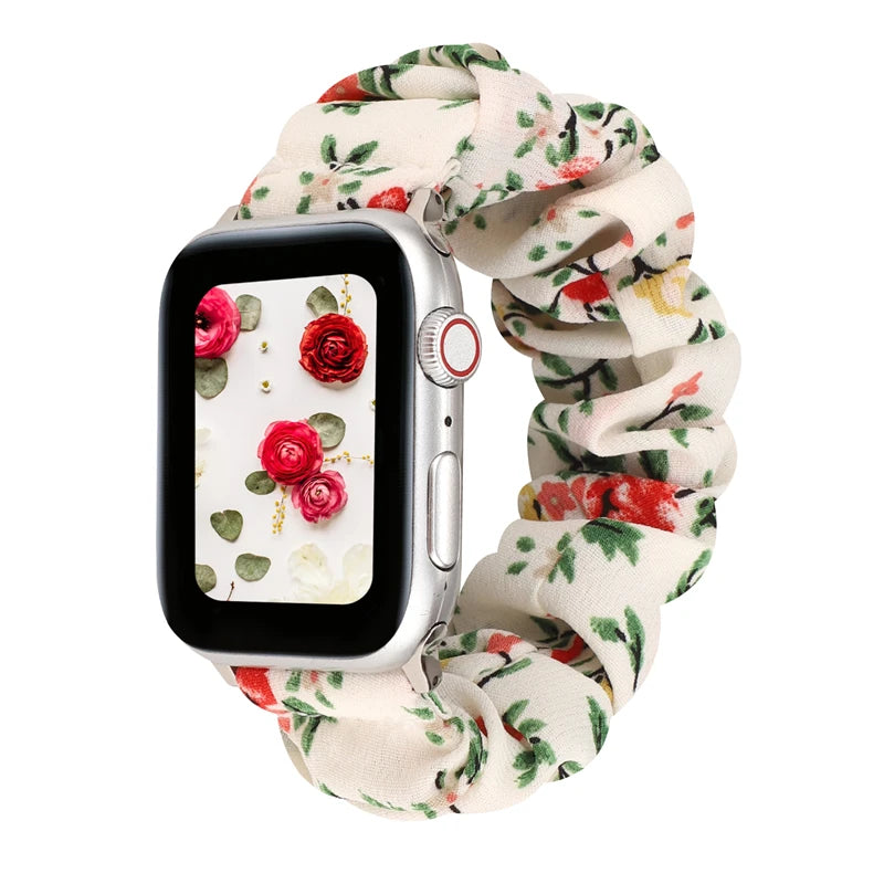 Hair Ring Creative strap For Apple Watch 38mm 40mm 41mm 42mm 44 45mm Elastic Fabric Watch band For iwatch Series 7 6 SE 5 4 3 2
