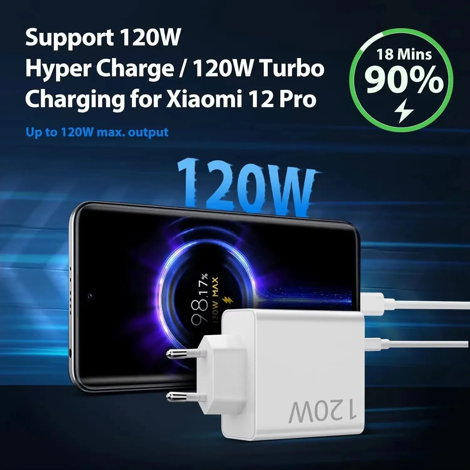 Carregador USB rápido de 120 W para Xiaomi 11 12 13 14 Redmi Note 11T 12 12T 13 14 Pro POCO F4 F5 X4 X5 X6 com cabo de carregamento turbo tipo C de 6 A