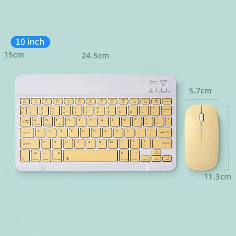 Teclado Bluetooth recarregável para tablet, celular e PC. Mini teclado sem fio portátil ultrafino de 10 polegadas para iPad e Xiaomi.