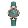 Relógio Feminino Céu Estrelado com Pulseira de Couro e Strass – Romântico e Casual