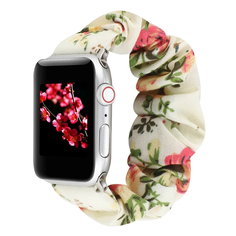 Hair Ring Creative strap For Apple Watch 38mm 40mm 41mm 42mm 44 45mm Elastic Fabric Watch band For iwatch Series 7 6 SE 5 4 3 2