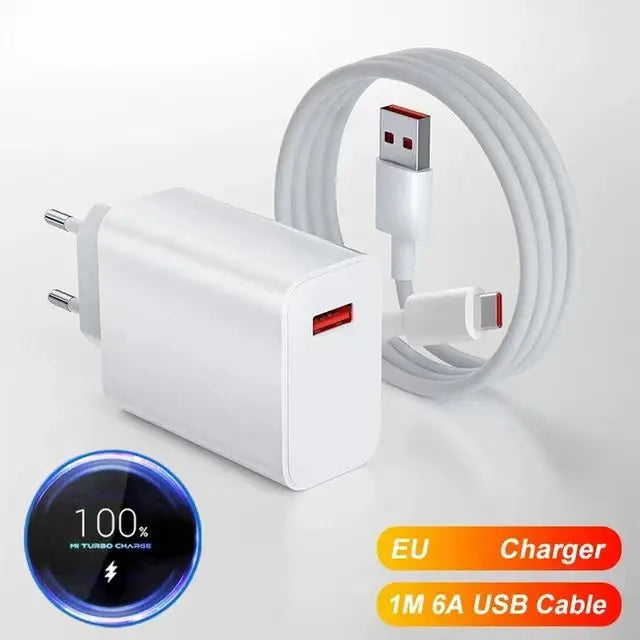 Carregador rápido de viagem com porta USB para Xiaomi 100-240V, adaptador de carregador USB, hub de carregamento versátil.