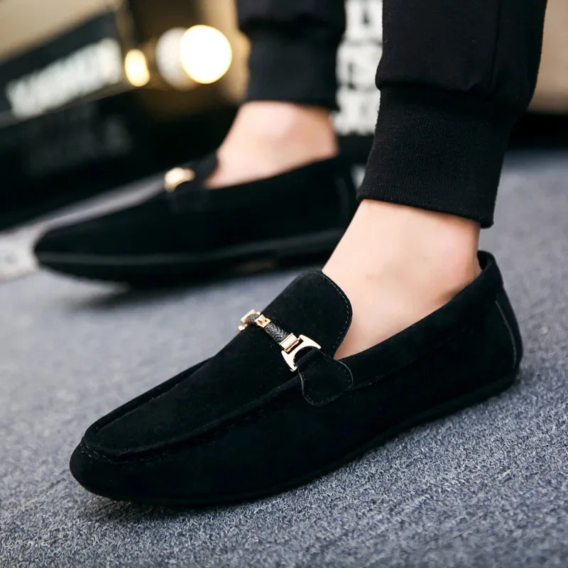 Sapatos casuais masculinos, macios e confortáveis, mocassins de condução, sapatos leves e planos para caminhada, sapatenis masculino