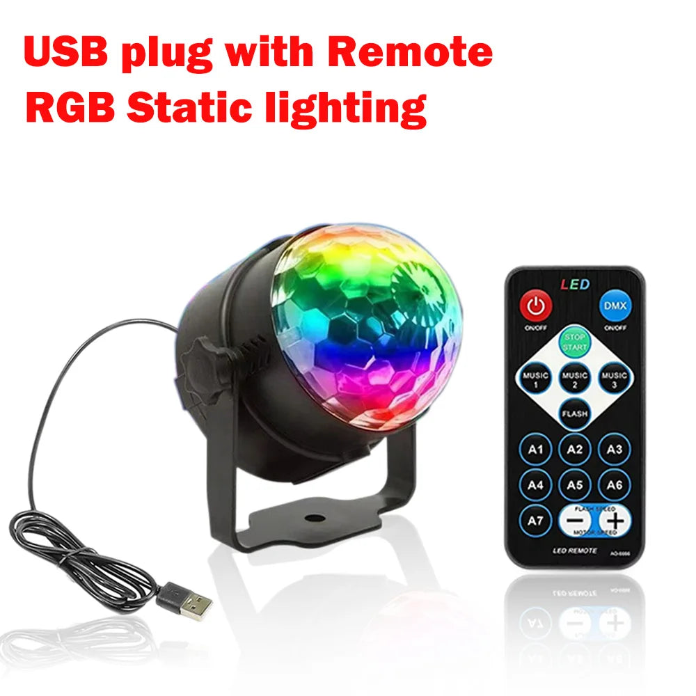 Disco Ball Light Party Lights USB Sound Activated DJ Dance Stage Light Colourful RGB Strobe Lamp for Karaoke Wedding Bar Decor