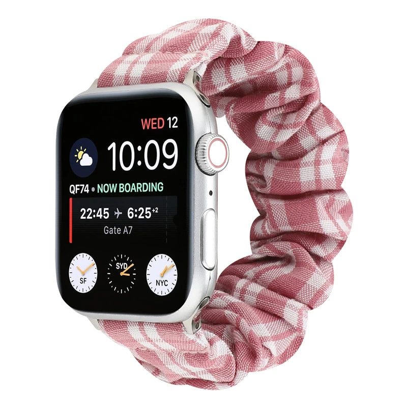 Hair Ring Creative strap For Apple Watch 38mm 40mm 41mm 42mm 44 45mm Elastic Fabric Watch band For iwatch Series 7 6 SE 5 4 3 2