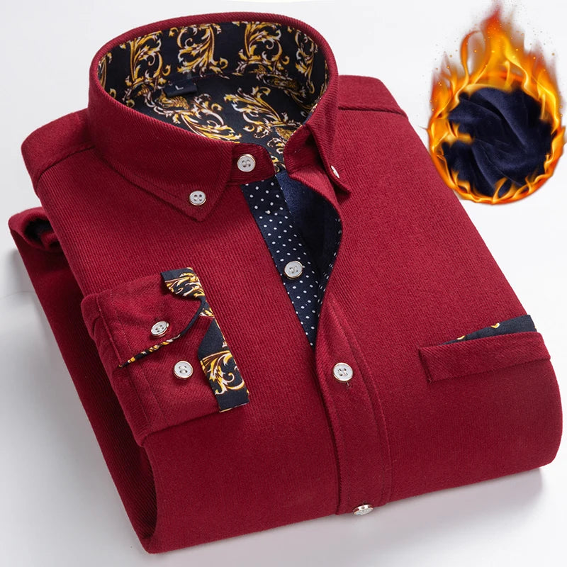 Mens Clothing Shirt For Men Long Sleeve Casual Shirt Winter Camisas Blouse Men's Streetwear Autumn Streetdress Thick Hombre