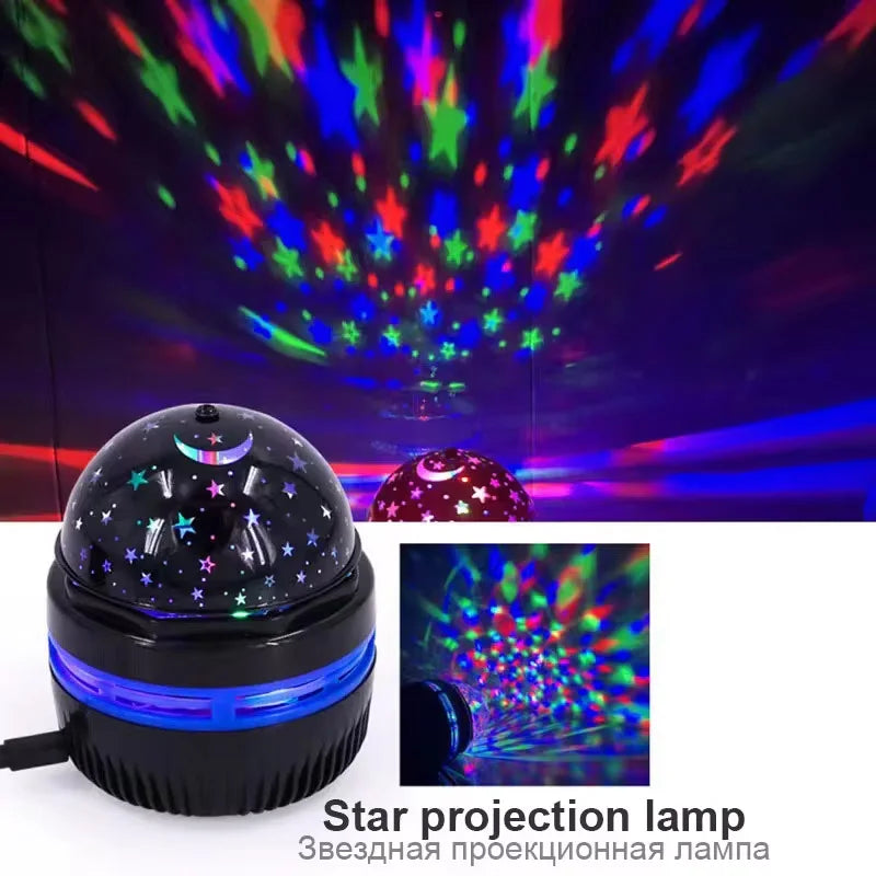 Projetor de céu estrelado LED colorido, bola mágica de luz galáctica, lua e estrelas, luz noturna, lâmpada de ambiente para quarto, decoração de casa
