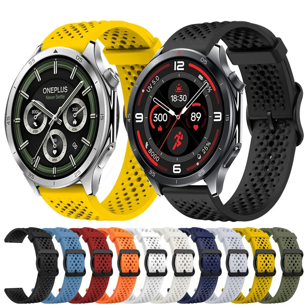 22mm Breathable Silicone Strap For OnePlus Watch 3 2 2R/OnePlus 46mm WatchBand For OPPO Watch 4Pro X X2/Realme Watch S2 2 3 3Pro