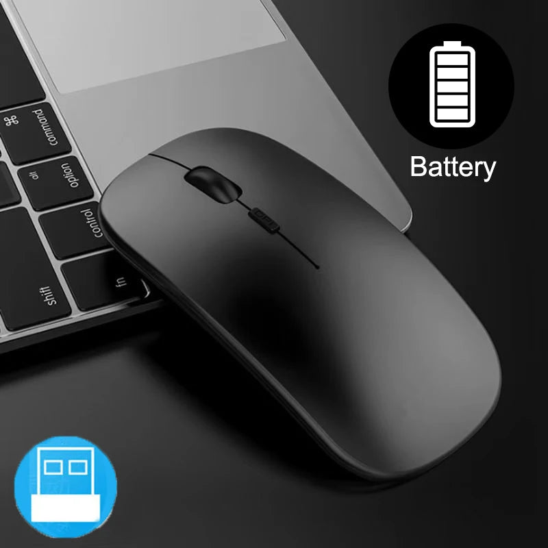 Mouse sem fio fino de 2,4 GHz, mouse óptico de 1600 DPI, mouse silencioso para jogos e escritório, mouse com design ergonômico e receptor USB para PC e laptop.