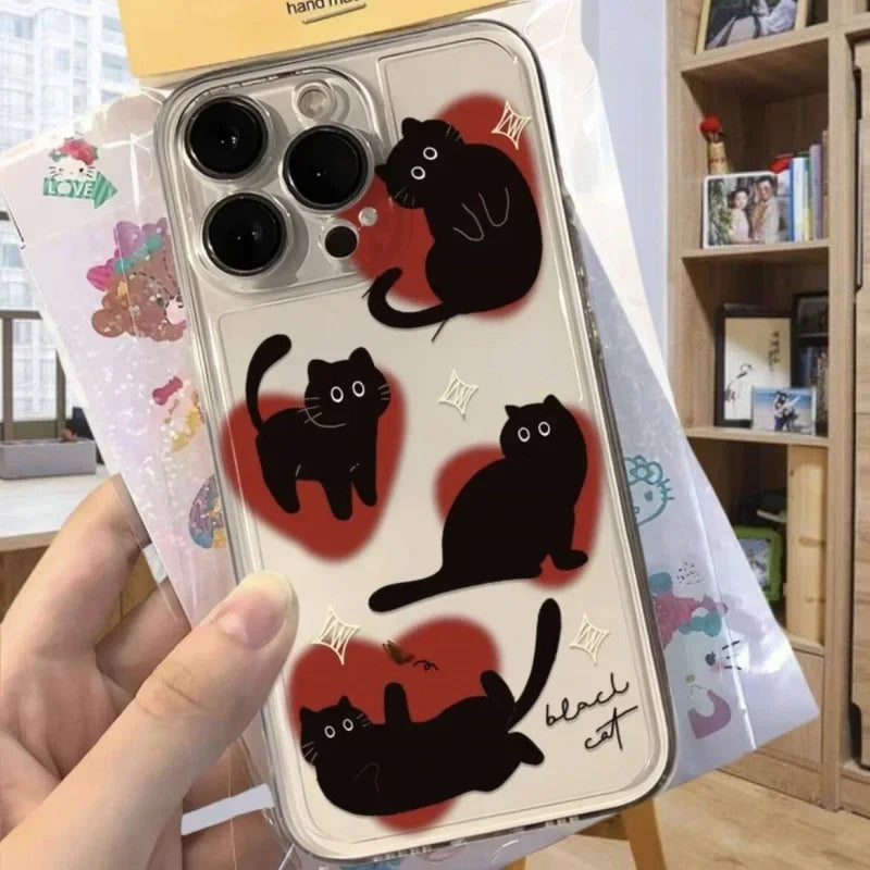Capa para Samsung Galaxy A56 A55 A54 A35 A36 A26 A16 A15 A14 A34 A53 S25 S24 S23 Ultra Plus S20 S21 S24 FE com desenho fofo de gato