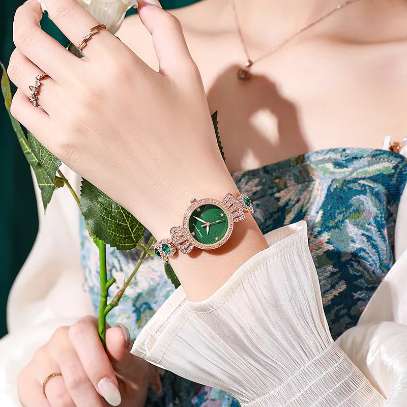 Relógio Feminino Bracelete com Coroa – Joias Quartzo Luxo Leve Elegante