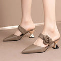 Sapatos Femininas Women Cute Pointed Toe Beige Spring & Summer Slip on Stiletto Heel Shoes Lady Cool Comfort Stylish Pumps E1361