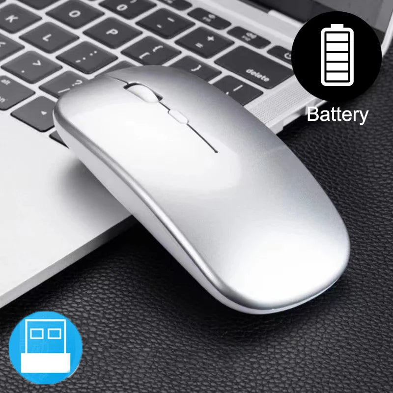 Mouse sem fio fino de 2,4 GHz, mouse óptico de 1600 DPI, mouse silencioso para jogos e escritório, mouse com design ergonômico e receptor USB para PC e laptop.