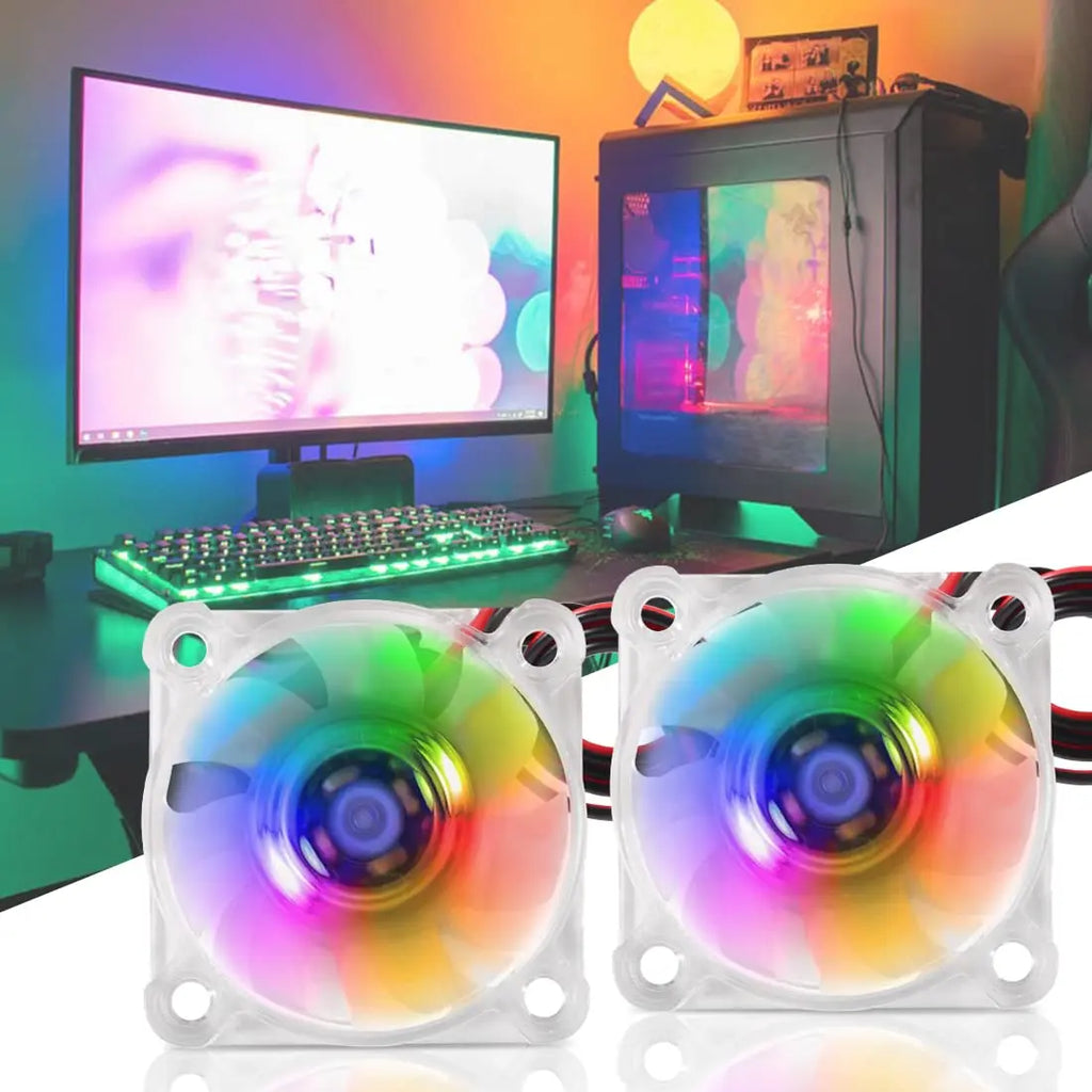 2 unidades de ventoinha RGB de 40 mm, 12 V/24 V, para Ender 3. Atualização para ventoinhas de 24 volts com LED colorido, rolamento hidráulico 4010, compatível com Ender 3 Pro e 3X CR-10S.