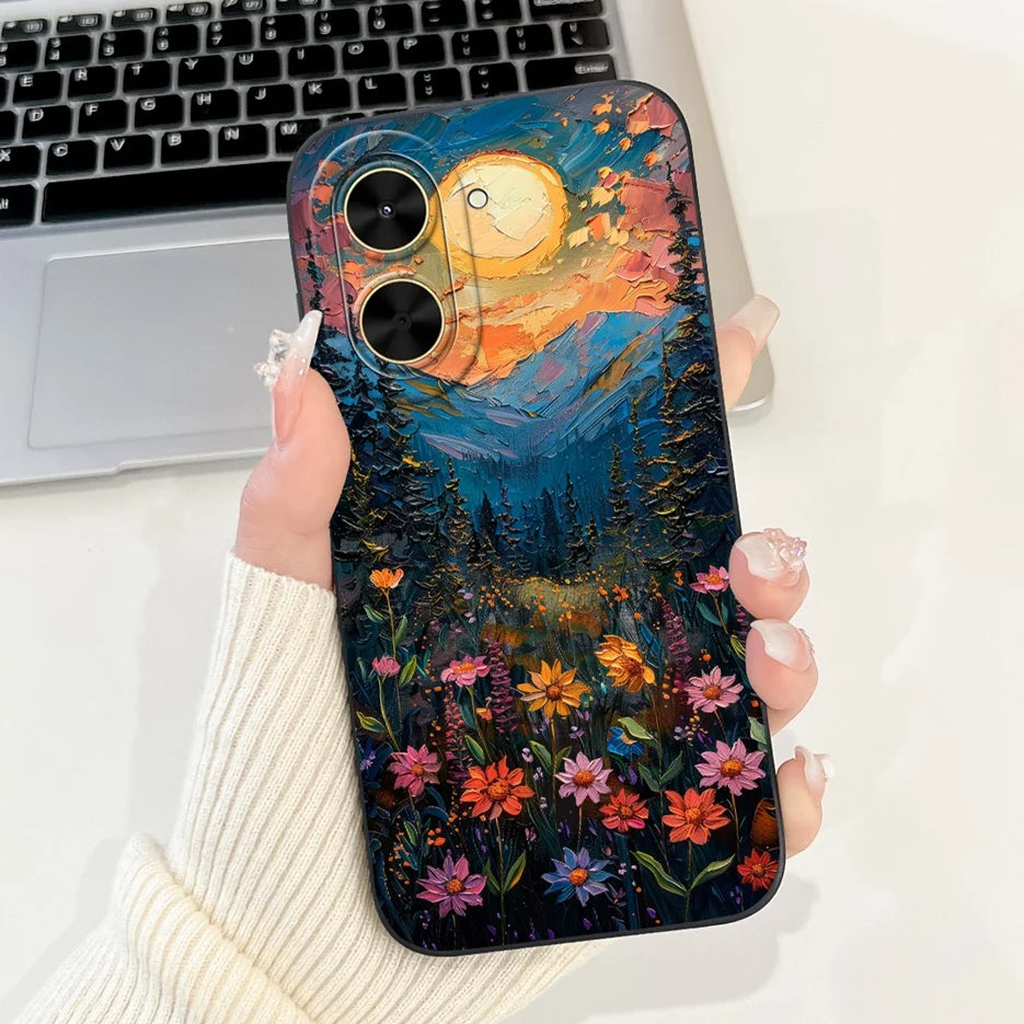 Capa para Xiaomi Redmi A5 4G PocoC71, nova capa moderna com pintura em tons de doce, capa de TPU macia e fosca para Xiaomi Poco C71 Redmi A5.