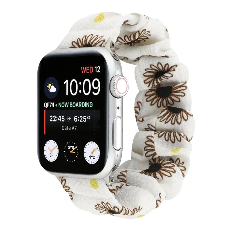 Hair Ring Creative strap For Apple Watch 38mm 40mm 41mm 42mm 44 45mm Elastic Fabric Watch band For iwatch Series 7 6 SE 5 4 3 2