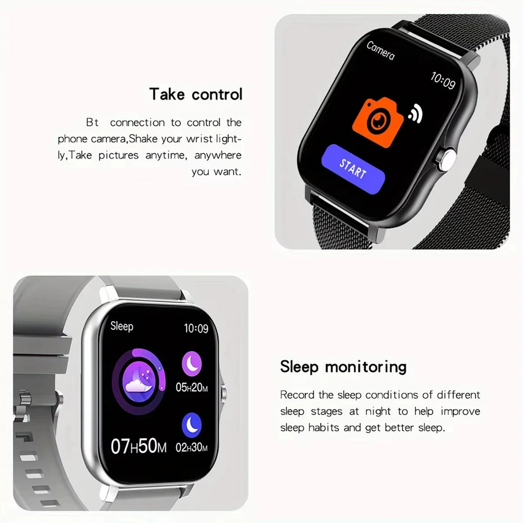 LAXASFIT 2025 Novo Smartwatch com Bluetooth, Tela Sensível ao Toque, Monitor de Frequência Cardíaca, Relógio Inteligente para Esportes e Fitness, Presente Ideal para Homens e Mulheres