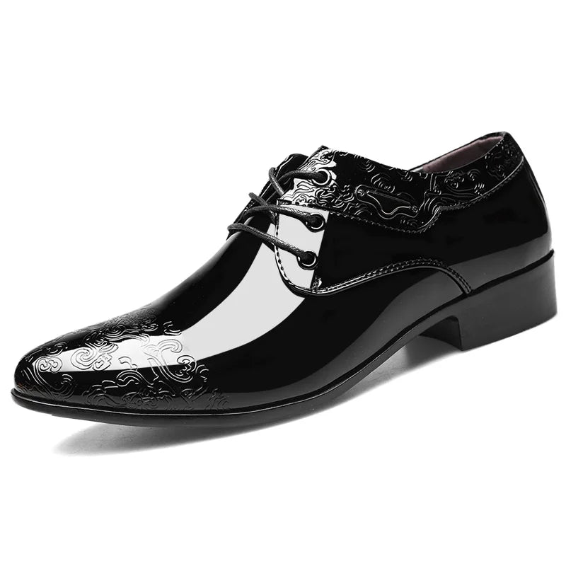Black Patent Leather Dress Shoes Man Oxfords Shoes Pointed Toe Casual Office Shoes For Men Formal Shoes sapato social masculino