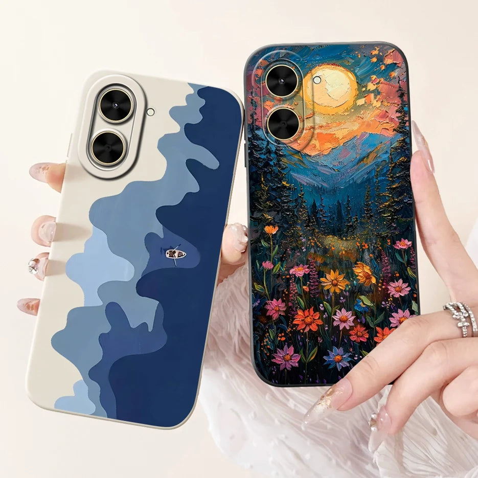 Capa para Xiaomi Redmi A5 4G PocoC71, nova capa moderna com pintura em tons de doce, capa de TPU macia e fosca para Xiaomi Poco C71 Redmi A5.