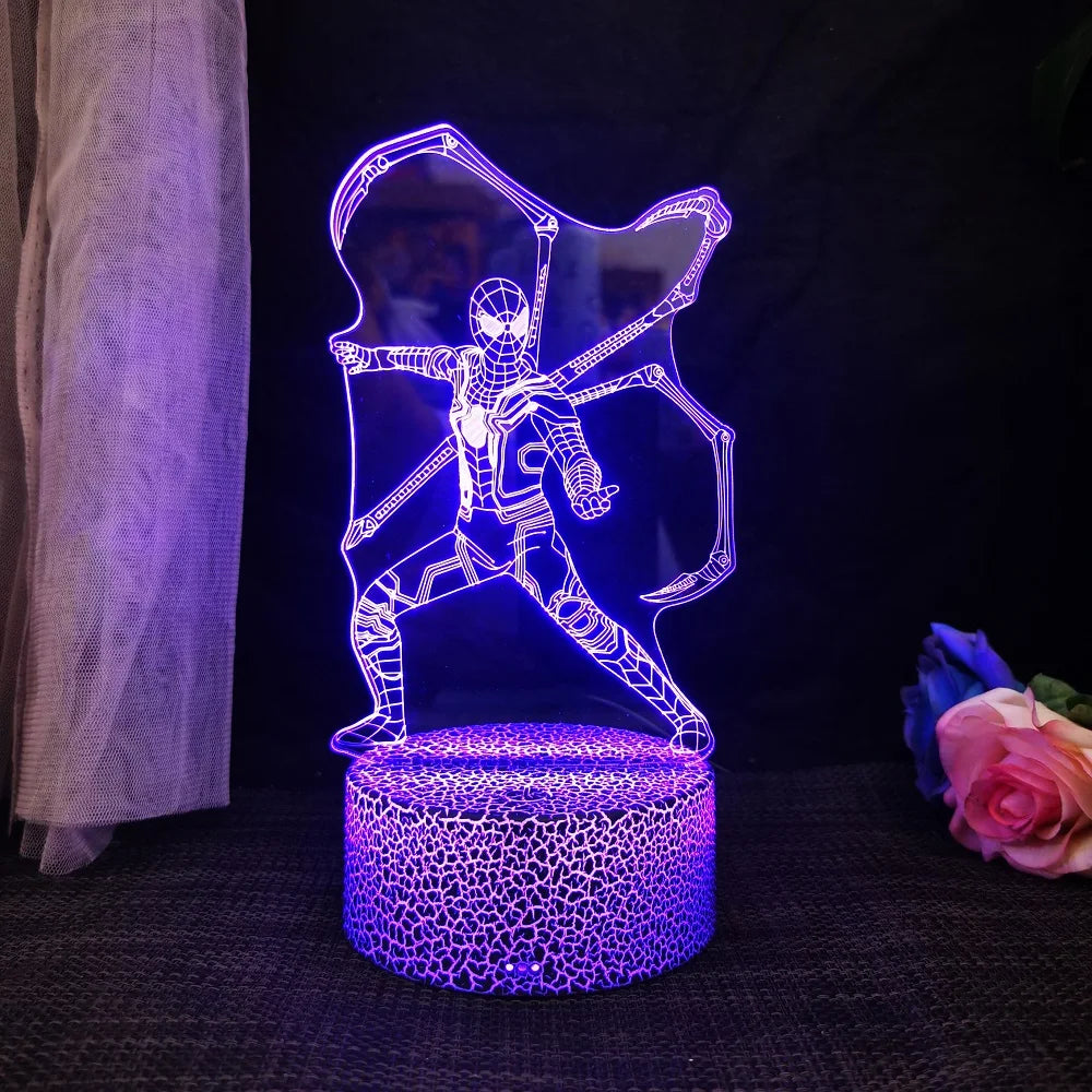 Hot Spider-Man 3D LED night light Remote control and touch 16 colors variable battery USB plug-in electric light Decoration ligh