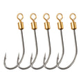 Conjunto de 10 anzóis de pesca com rolamento giratório, anzol circular simples, anzol de aço carbono de alta resistência com farpa para pesca de carpa, para uso em pesca marítima.