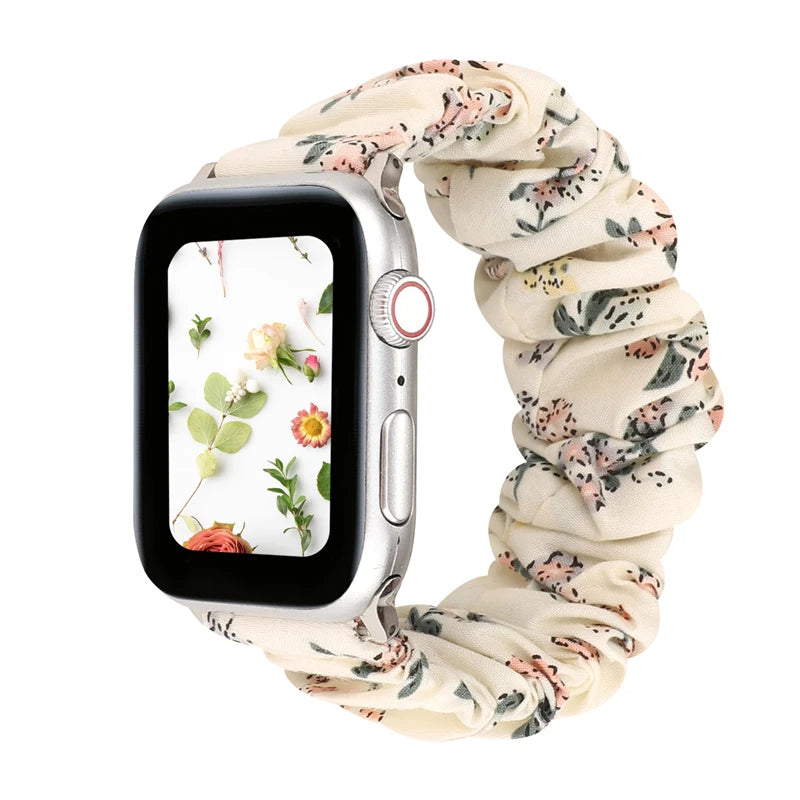 Hair Ring Creative strap For Apple Watch 38mm 40mm 41mm 42mm 44 45mm Elastic Fabric Watch band For iwatch Series 7 6 SE 5 4 3 2
