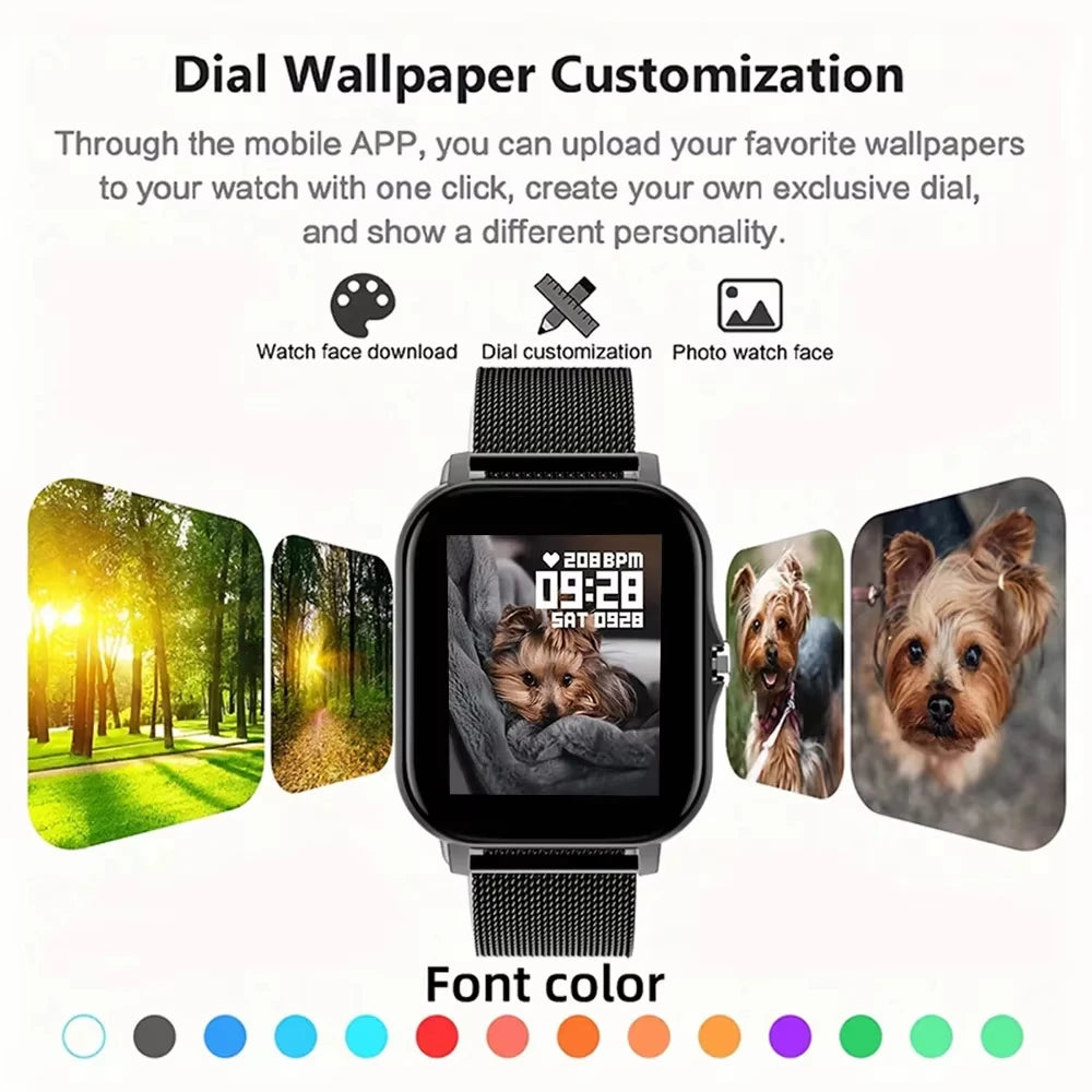 LAXASFIT 2025 Novo Smartwatch com Bluetooth, Tela Sensível ao Toque, Monitor de Frequência Cardíaca, Relógio Inteligente para Esportes e Fitness, Presente Ideal para Homens e Mulheres