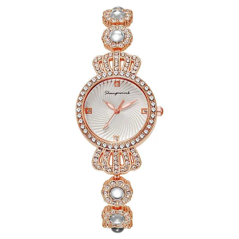 Relógio Feminino Bracelete com Coroa – Joias Quartzo Luxo Leve Elegante