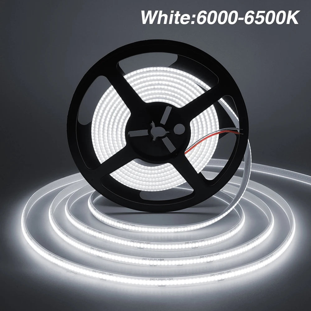 IP68 Waterproof COB Strip 12V 24V 320Leds/M RA90 3000K 4000K 6000K Home Garden Decor Flexible Ribbon Rope LED Light 1M 10M 20M