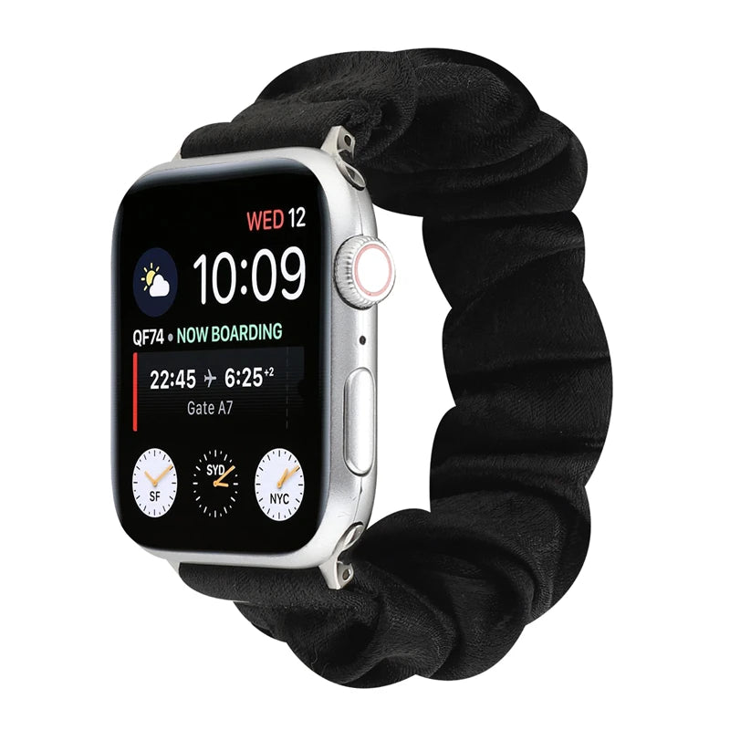 Hair Ring Creative strap For Apple Watch 38mm 40mm 41mm 42mm 44 45mm Elastic Fabric Watch band For iwatch Series 7 6 SE 5 4 3 2