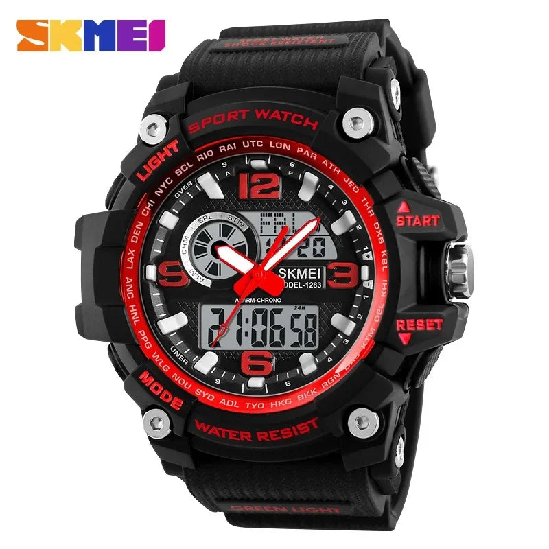 SKMEI 1283 Quartz Digital Watch Men Military Waterproof Sports Mens Watches Luxury Brand Reloj two Time Electronic Wristwatches
